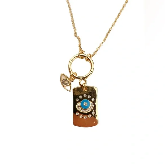 New without tags evil eye charm gold necklace - Picture 2 of 6